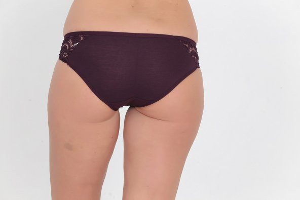 Dantel ve Fiyonk Detaylı Kadın Günlük Külot Lila - Resim 2