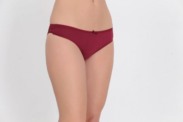 Arkası Dantelli Düşük Bel Slim Külot Bordo - Resim 2