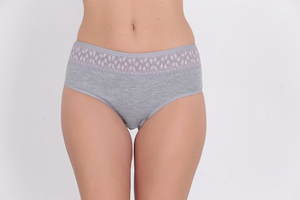 Önü Dantel Detaylı Günlük Kadın Külot Gri ürün görseli