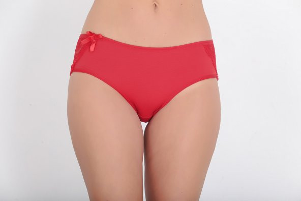 Arkası Dantel ve Fiyonk Detaylı Günlük Kadın Külot Kırmızı ürün görseli