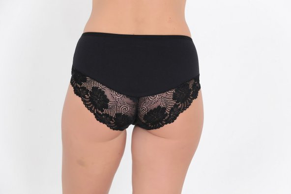 Dantel ve Fiyonk Detaylı Kadın Günlük Külot Siyah - Resim 3