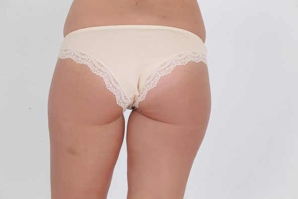 Dantel Detaylı Günlük Kadın Külot Ten - Resim 3