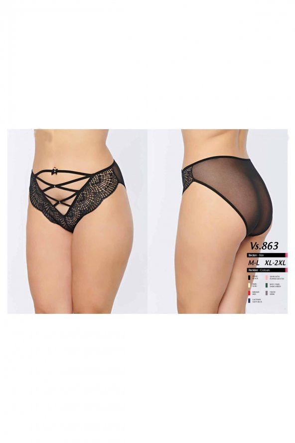 Taşlı Dantelli Bato Külot Lacivert ürün görseli