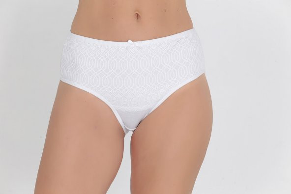 Ön Kısmı Desenli Kadın Günlük Külot Beyaz ürün görseli