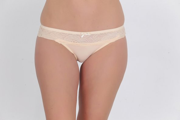 Ön ve Arka Dantelli Düşük Bel Günlük Külot Ten ürün görseli