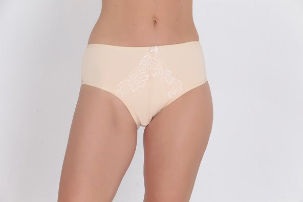 Dantel ve Fiyonk Detaylı Kadın Günlük Külot Ten ürün görseli