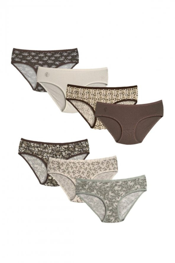 Kadın Pamuklu Bato Külot(yüksek Belli) Haki Yeşil 7li Paket ürün görseli