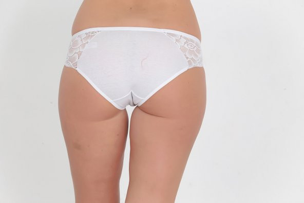Dantel ve Fiyonk Detaylı Kadın Günlük Külot Beyaz - Resim 3