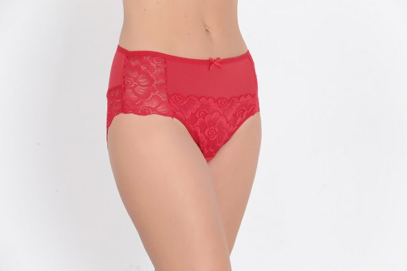 Ön ve Arka Dantel Detaylı Günlük Kadın Külot Kırmızı - Resim 2