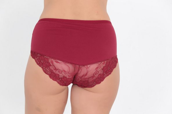 Ön ve Arka Dantel Detaylı Günlük Kadın Külot Bordo - Resim 3