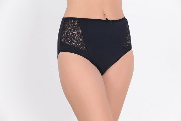 Dantel ve Fiyonk Detaylı Kadın Günlük Külot Lacivert - Resim 2
