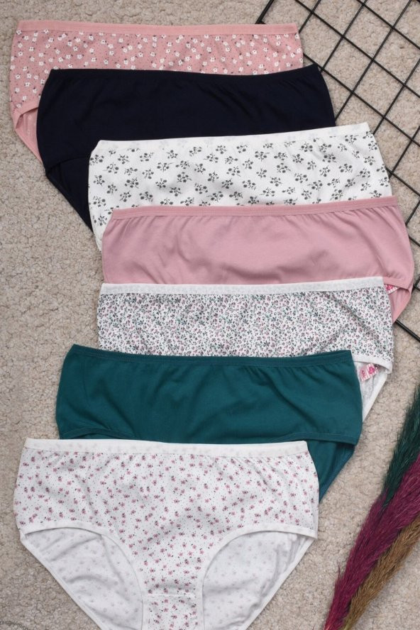 Kadın Pamuklu Yüksek Bel Bato Külot Çiçekli 7li ürün görseli