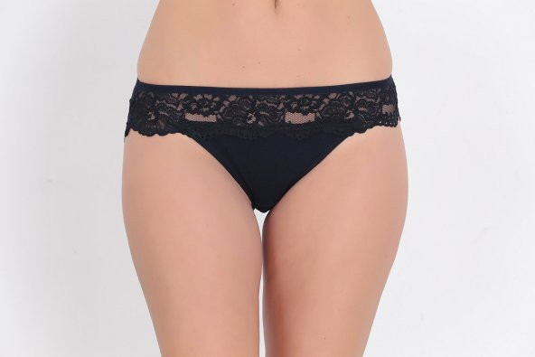 Dantel ve Fiyonk Detaylı Kadın Günlük Külot Lacivert ürün görseli