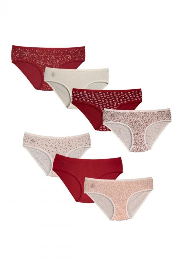 Kadın  Kiremit Rengi Ve Krem Renklerinde Pamuklu Bato Külot (Yüksek Belli) 7li Paket ürün görseli
