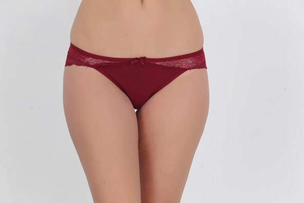 Arkası Full Dantelli Düşük Bel Slim Külot Bordo ürün görseli