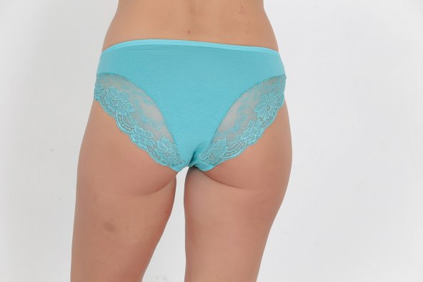 Dantel ve Fiyonk Detaylı Kadın Günlük Külot Turkuaz - Resim 3