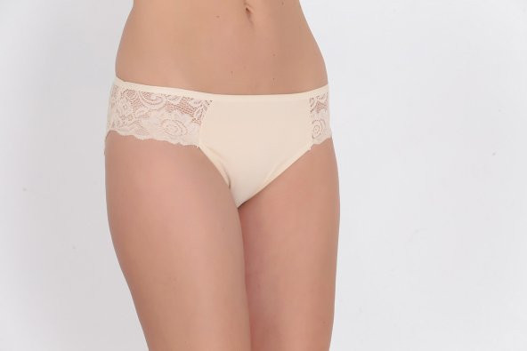 Dantel Detaylı Kadın Günlük Külot Ten - Resim 2