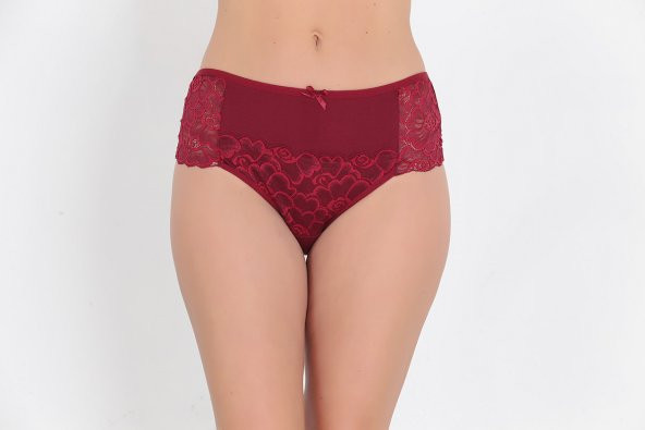 Ön ve Arka Dantel Detaylı Günlük Kadın Külot Bordo ürün görseli