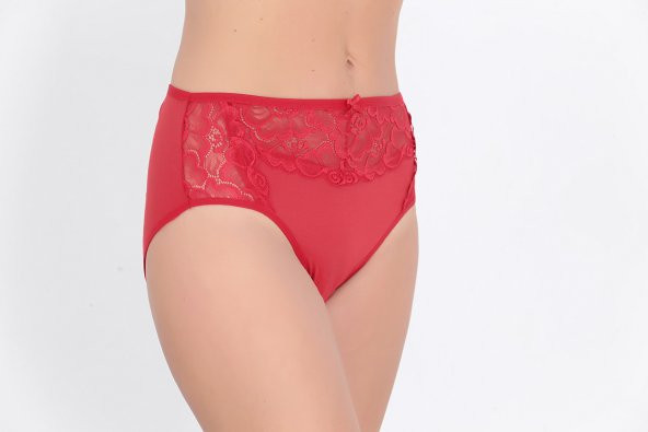 Ön ve Arka Dantel Detaylı Günlük Kadın Külot Kırmızı - Resim 2