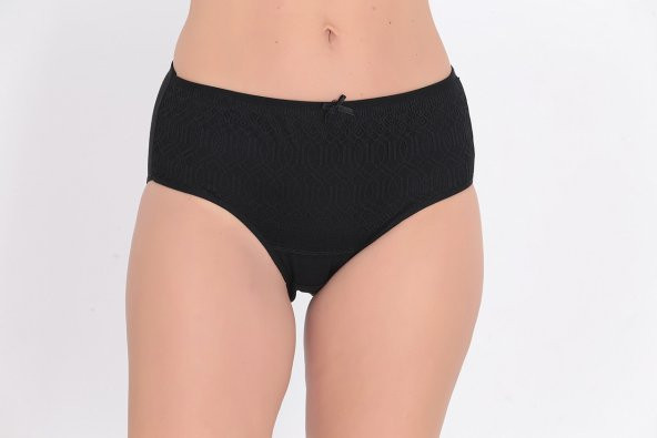 Ön Kısmı Desenli Kadın Günlük Külot Siyah ürün görseli