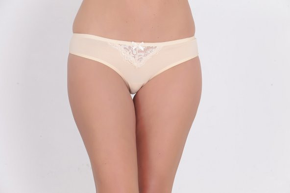Ön ve Arka Dantelli Düşük Bel Slim Külot Ten ürün görseli