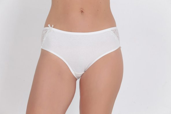 Arkası Dantel ve Fiyonk Detaylı Günlük Kadın Külot Ekru ürün görseli