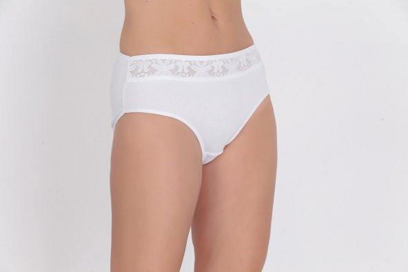 Önü Dantel Detaylı Günlük Kadın Külot Beyaz - Resim 2