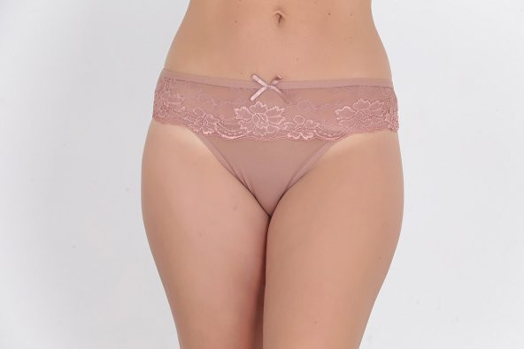 Dantel ve Fiyonk Detaylı Kadın Günlük Külot Gül Kurusu ürün görseli