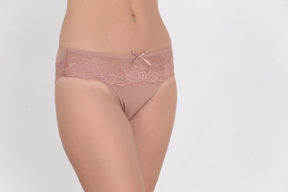 Dantel ve Fiyonk Detaylı Kadın Günlük Külot Gül Kurusu - Resim 2