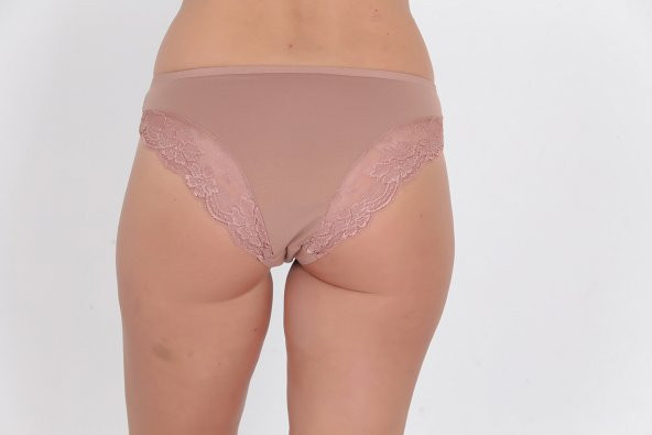 Dantel ve Fiyonk Detaylı Kadın Günlük Külot Gül Kurusu - Resim 3