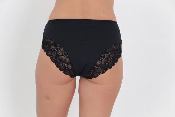 Ön ve Arka Dantel Detaylı Günlük Kadın Külot Lacivert - Resim 3