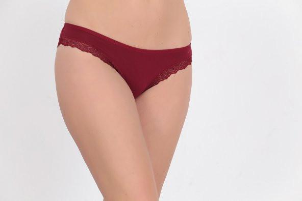 Dantel Detaylı Günlük Kadın Külot Bordo - Resim 2