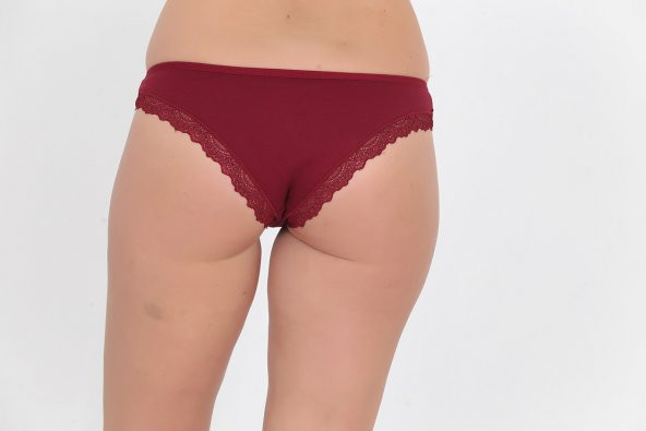 Dantel Detaylı Günlük Kadın Külot Bordo - Resim 3