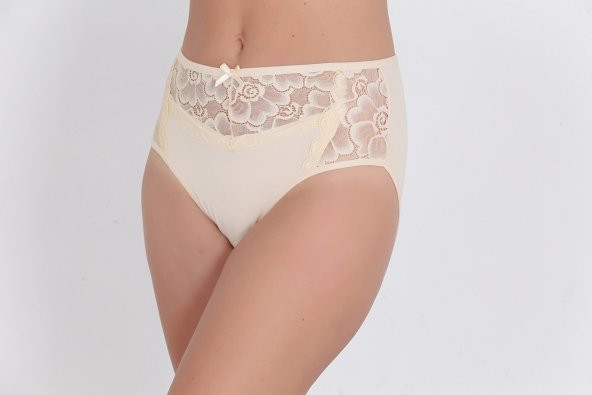 Ön ve Arka Dantel Detaylı Günlük Kadın Külot Ten - Resim 2