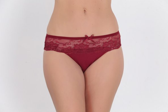 Dantel ve Fiyonk Detaylı Kadın Günlük Külot Bordo ürün görseli