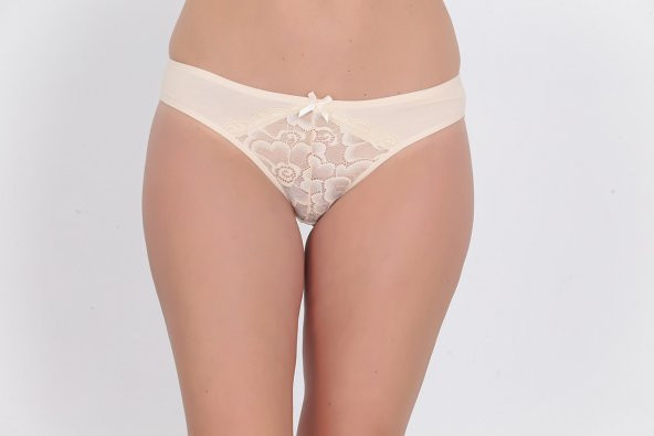 Ön ve Arkası Dantelli Düşük Bel Slim Külot Ten ürün görseli