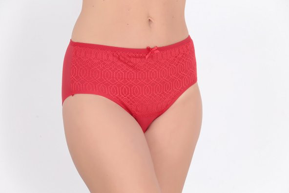 Ön Kısmı Desenli Kadın Günlük Külot Kırmızı - Resim 2