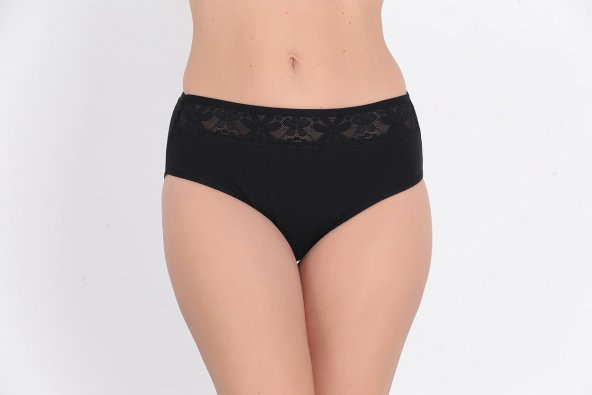 Önü Dantel Detaylı Günlük Kadın Külot Siyah ürün görseli