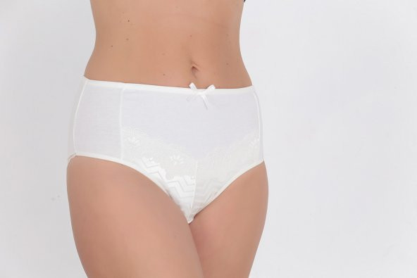 Ön ve Arka Dantel Detaylı Günlük Kadın Külot Beyaz - Resim 2