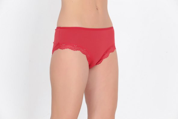 Dantel Detaylı Günlük Kadın Külot Kırmızı - Resim 2