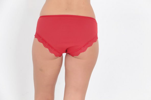 Dantel Detaylı Günlük Kadın Külot Kırmızı - Resim 3