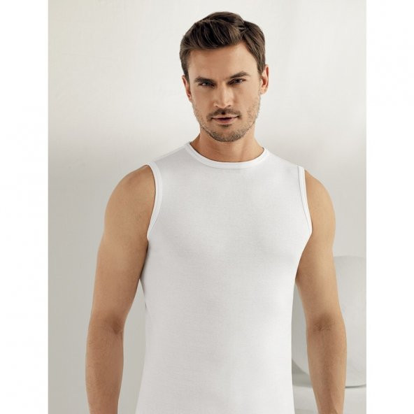 Erkek Likralı Bisiklet Yaka Sıfır Kol Atlet 6lı Paket ürün görseli