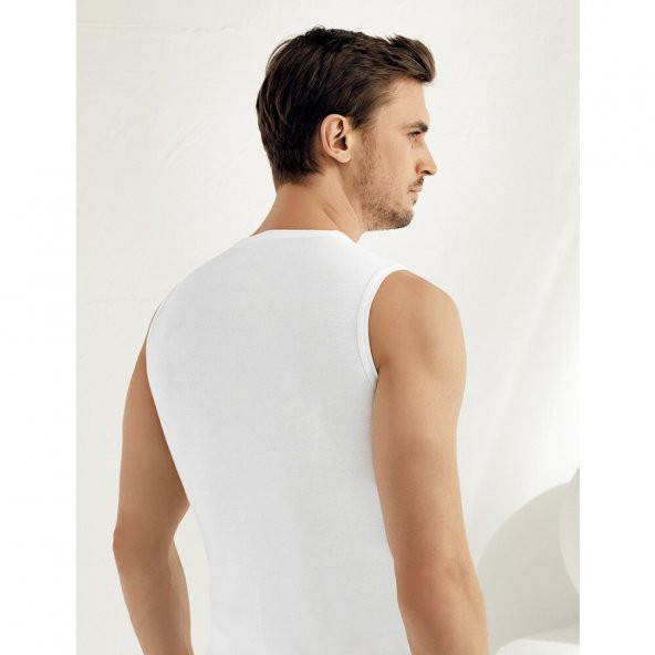 Erkek Likralı Bisiklet Yaka Sıfır Kol Atlet 6lı Paket - Resim 2