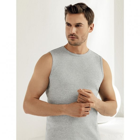 Erkek Likralı Bisiklet Yaka Sıfır Kol Atlet 6lı Paket ürün görseli