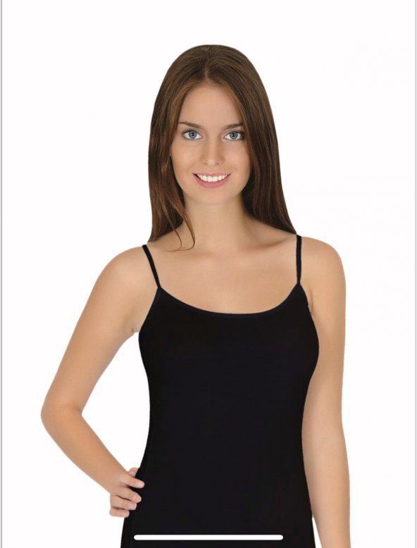 Bayan Siyah Likralı İp Askılı Atlet 6lı paket ürün görseli