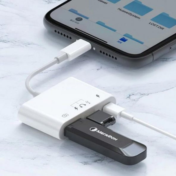 Coofbe İpad iphone Otg Hub -Usb Type C To Kulaklık ve Usb Kamera Okuyucu İphone Mouse Klavye Okuyucu - 4