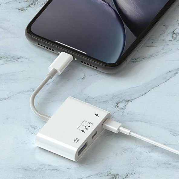 Coofbe İpad iphone Otg Hub -Usb Type C To Kulaklık ve Usb Kamera Okuyucu İphone Mouse Klavye Okuyucu - 6