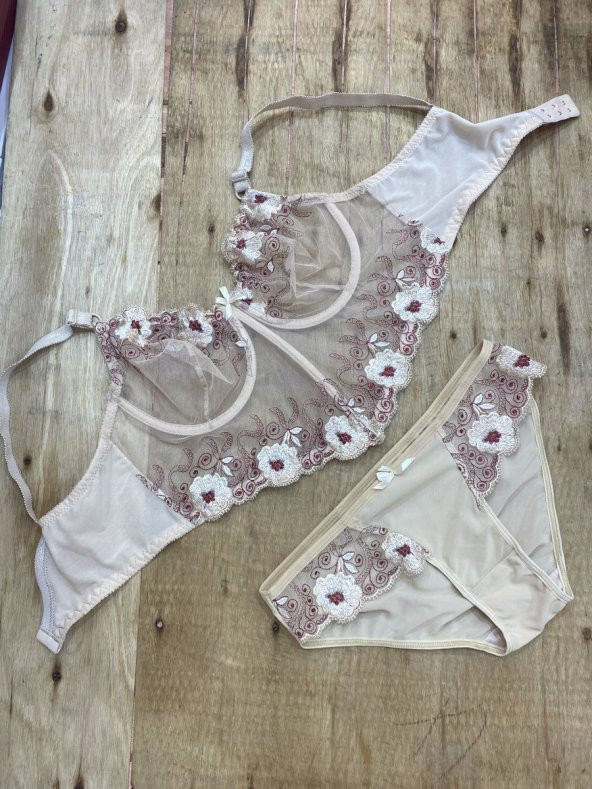 Yüksek Kalite Dantel İşlemeli Özel Motifli Bralet Takım - Resim 2