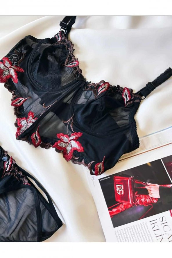 Yüksek Kalite Dantel İşlemeli Özel Motifli Bralet Takım - Resim 2