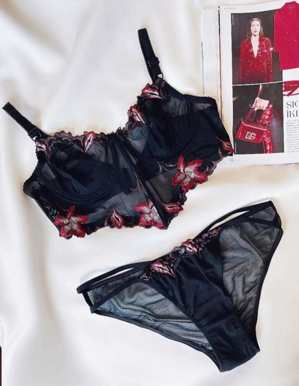 Yüksek Kalite Dantel İşlemeli Özel Motifli Bralet Takım ürün görseli